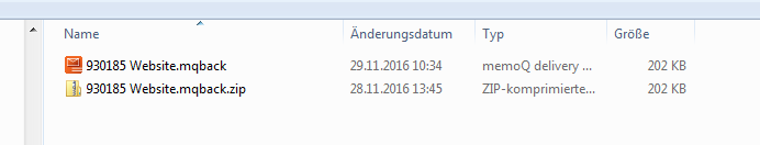 Die Dateiendung des Rückpakets um *.zip erweitern.
